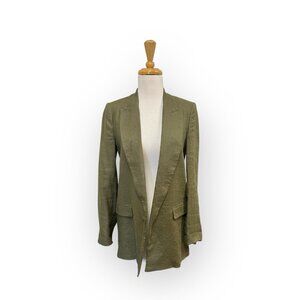 Zara Green Linen Blazer Size XS Open Front